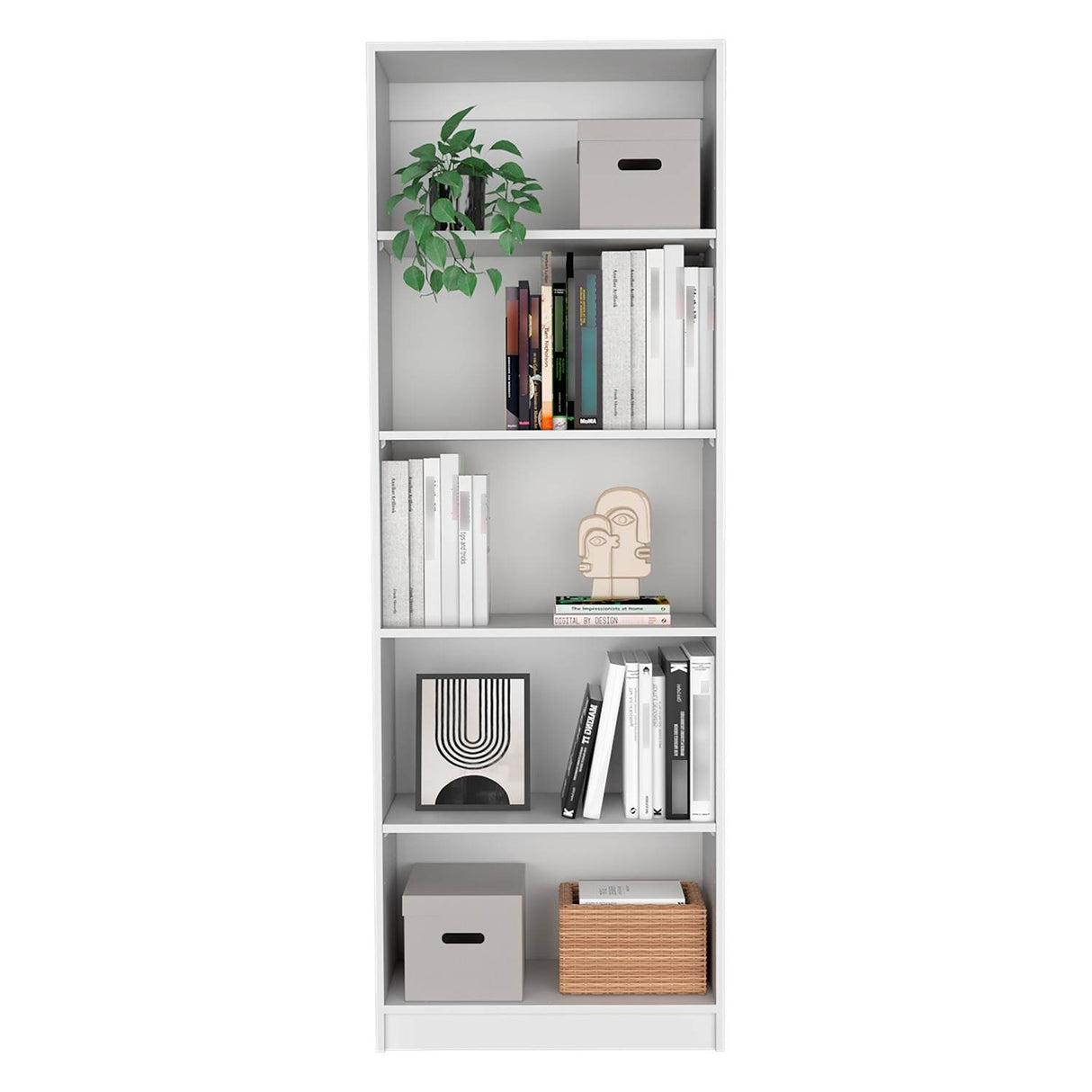 Estantería Home Blanco 62.8x180.6cm con Cinco Compartimientos