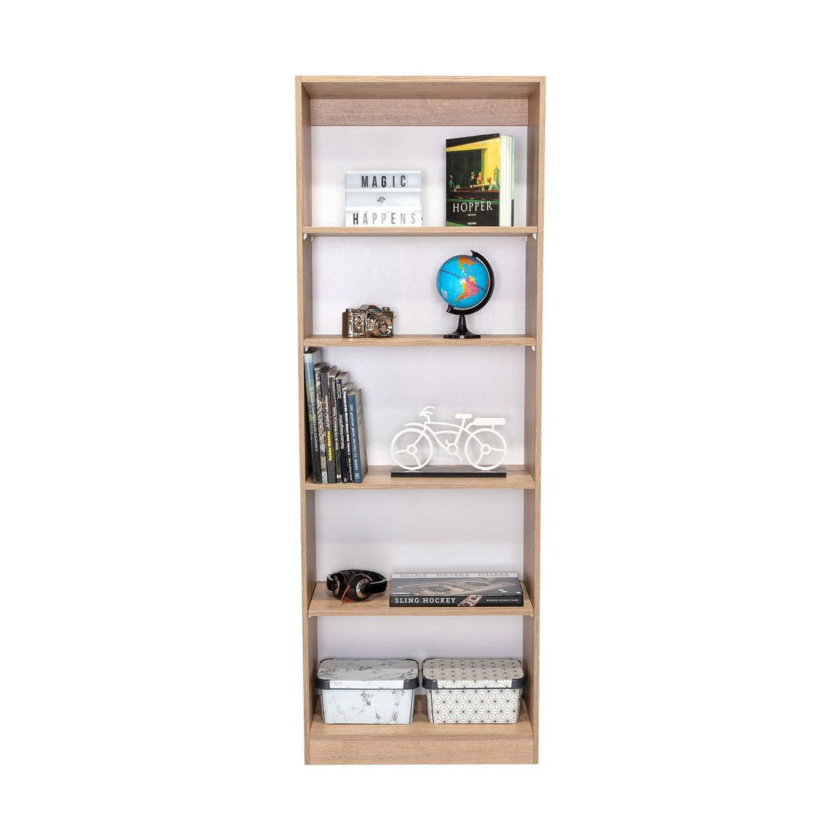 Estantería Home Macadamia 63x181cm con Cinco Compartimientos - Bibliotecas y Estanterías | Bylmo