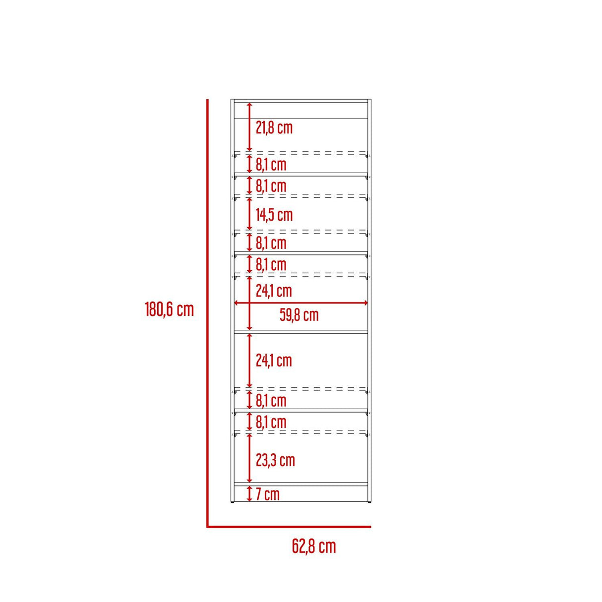 Estantería Home Macadamia 63x181cm con Cinco Compartimientos - Bibliotecas y Estanterías | Bylmo
