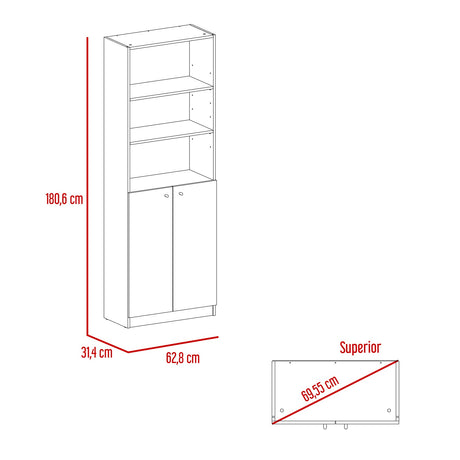 Estantería Home Macadamia 63x181cm con Tres Compartimientos - Bibliotecas y Estanterías | Bylmo