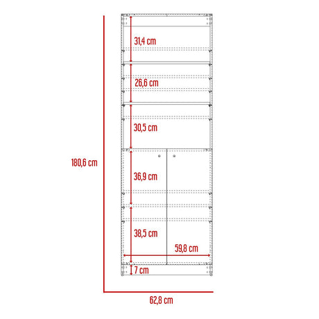 Estantería Home Macadamia 63x181cm con Tres Compartimientos - Bibliotecas y Estanterías | Bylmo