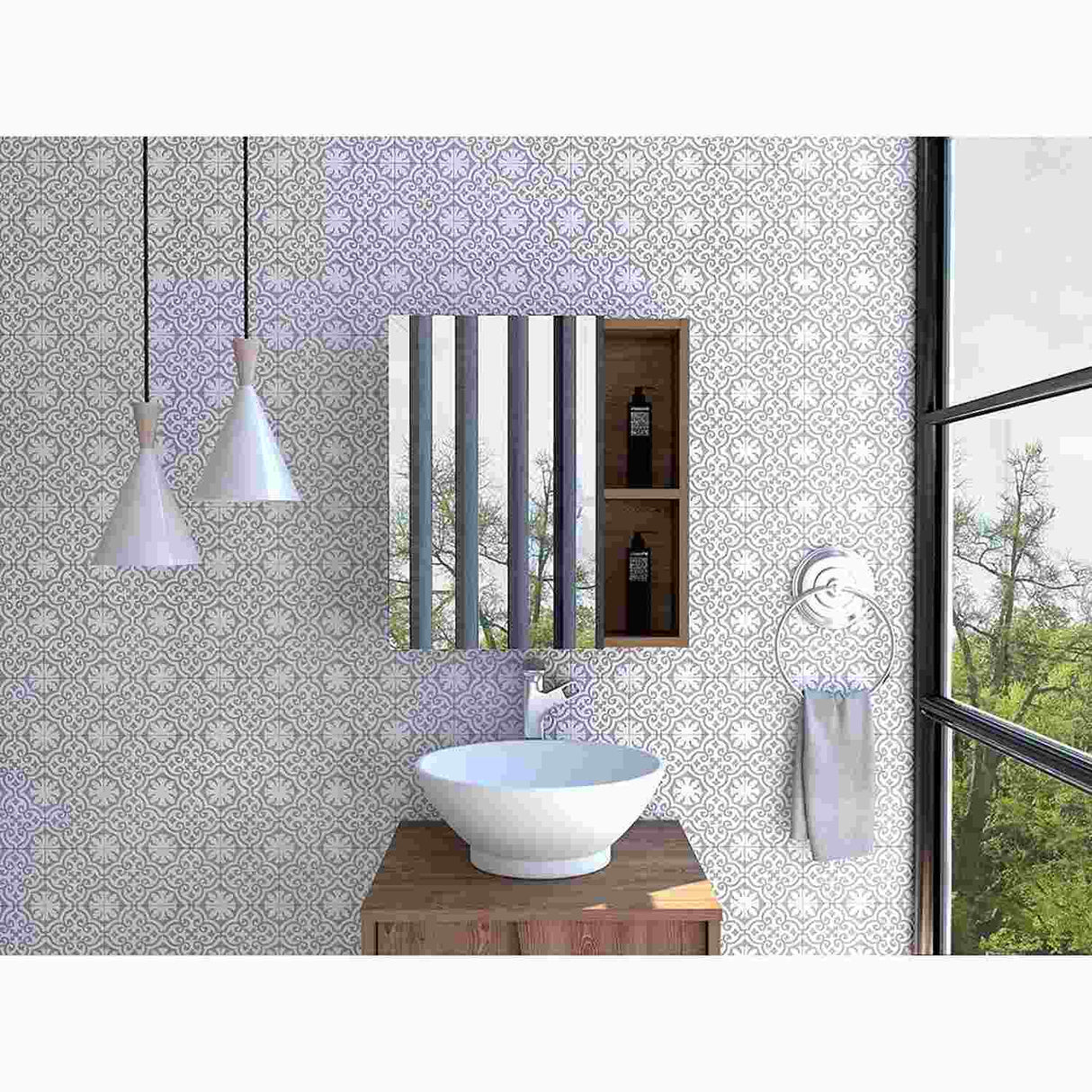 Gabinete de Baño Labelle Plus Miel 45x49.7cm Cuadrado con Espejo y con Tres Entrepaños - Gabinetes | Bylmo