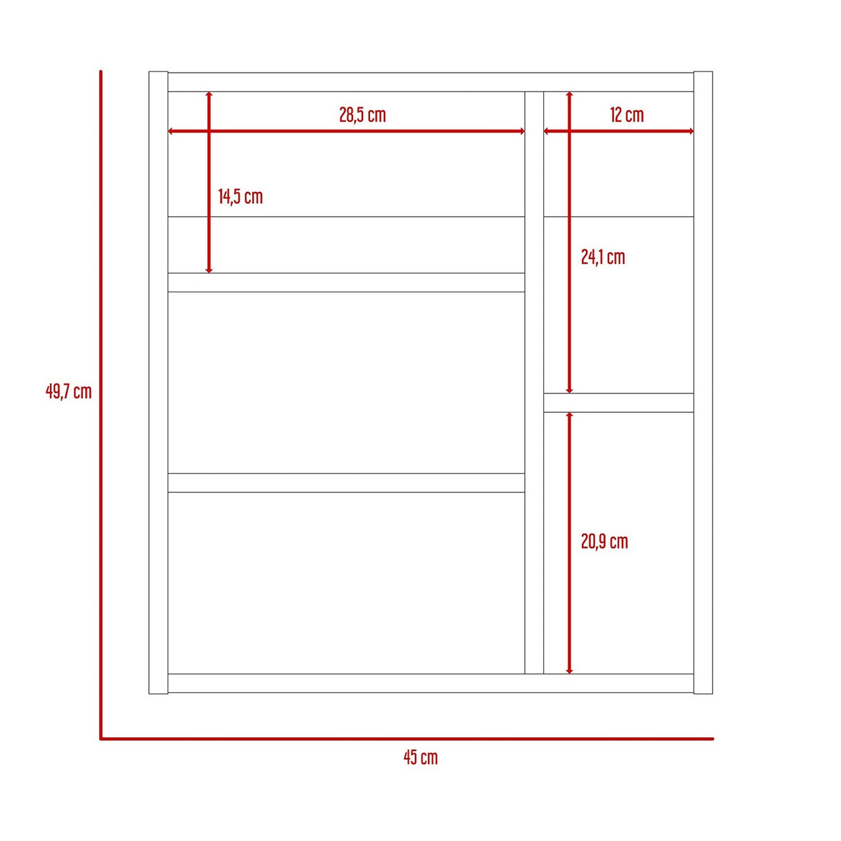 Gabinete de Baño Labelle Plus Miel 45x49.7cm Cuadrado con Espejo y con Tres Entrepaños - Gabinetes | Bylmo