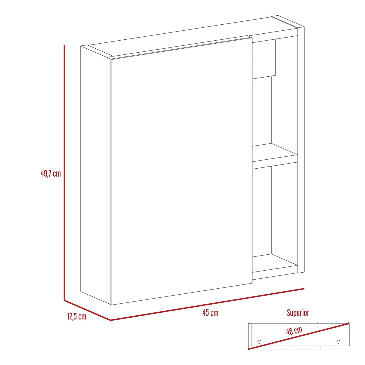 Gabinete de Baño Labelle Plus Miel 45x49.7cm Cuadrado con Espejo y con Tres Entrepaños - Gabinetes | Bylmo