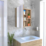 Gabinete de Baño Labelle Miel 45x49.7cm Cuadrado con Espejo y con Tres Entrepaños - Gabinetes | Bylmo