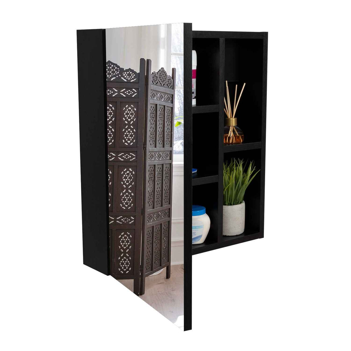 Gabinete de Baño Labelle Wengue 45x49.7cm Cuadrado con Espejo y con Tres Entrepaños - Gabinetes de Baño | Bylmo