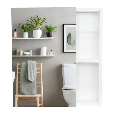 Gabinete de Baño Manchester Blanco 45x49.7cm Cuadrado con Espejo y con Tres Entrepaños - Gabinetes | Bylmo