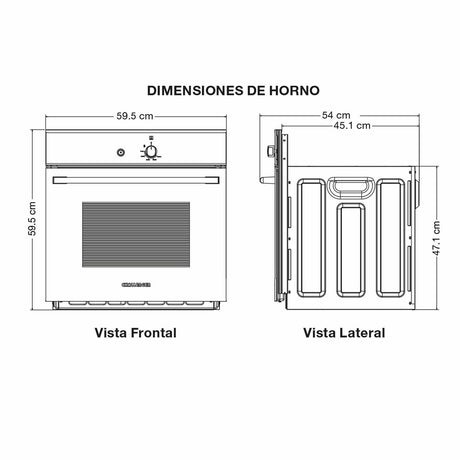 Horno de Empotrar Gas Natural Challenger Negro 60x60cm 53 Litros