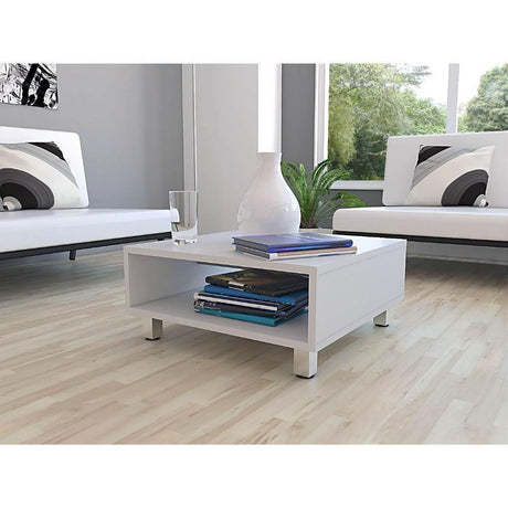 Mesa de Centro Eclipse Blanco 60x26cm Rectangular con Patas y con Compartimientos