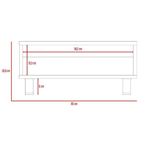 Mesa de Centro Eclipse Blanco 60x26cm Rectangular con Patas y con Compartimientos