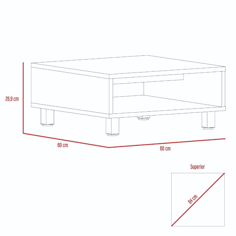 Mesa de Centro Eclipse Blanco 60x26cm Rectangular con Patas y con Compartimientos