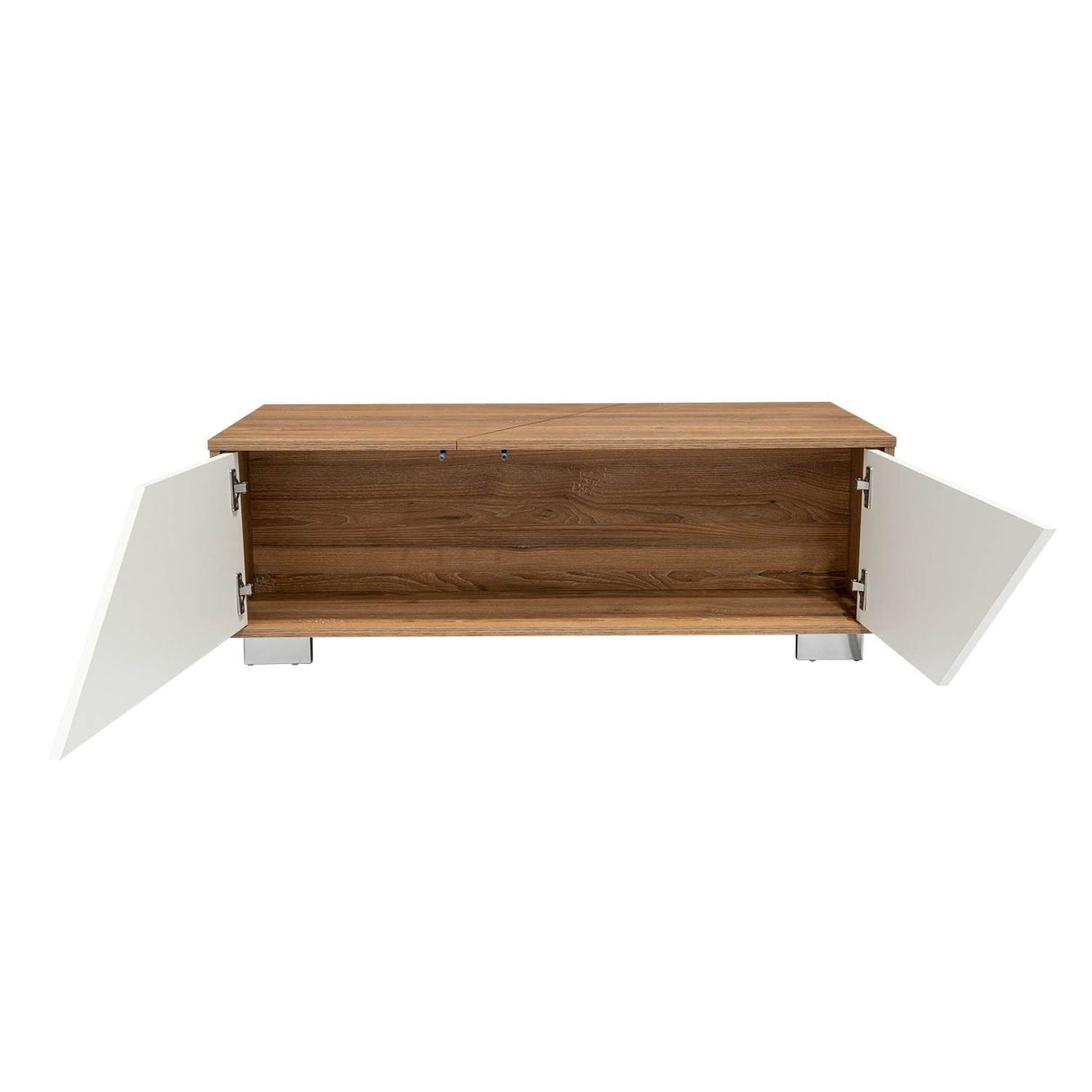 Mesa de Centro Fraktal Blanco y Miel 104.3x36.3cm Rectangular Con Patas - Mesas | Bylmo