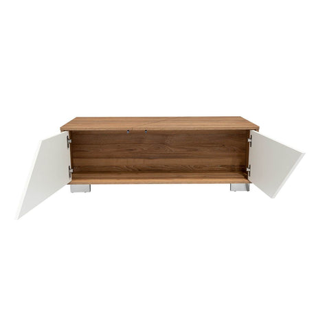 Mesa de Centro Fraktal Blanco y Miel 104.3x36.3cm Rectangular Con Patas - Mesas | Bylmo