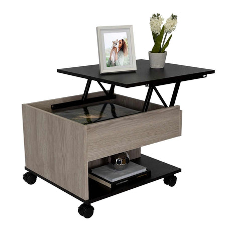 Mesa de Centro Ceniza 55x39cm Rectangular Transformable Con Ruedas - Mesas | Bylmo