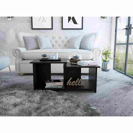 Mesa de Centro Wema Wengue 89.3x41.6cm Rectangular y con Compartimientos