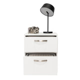 Mesa de Noche Argento Blanco 40x46.5cm con Dos Cajones - Mesas de Noche | Bylmo