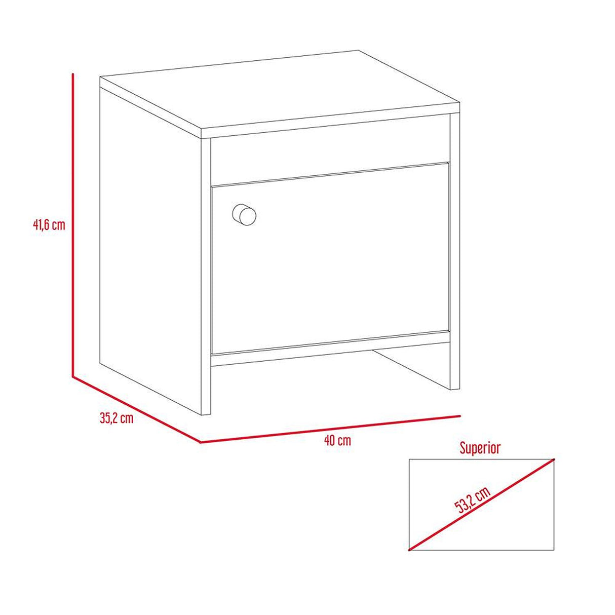 Mesa de Noche Colore Coñac 40x41.6cm con Una Puerta - Mesas de Noche | Bylmo