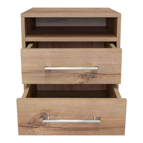 Mesa de Noche Eter Duna 40x40cm con Dos Cajones y con Un Compartimiento - Mesas de Noche | Bylmo