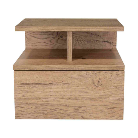 Mesa de Noche Flotante Macadamia 36x30cm con Un Cajón y con Dos Compartimientos - Mesas de Noche | Bylmo