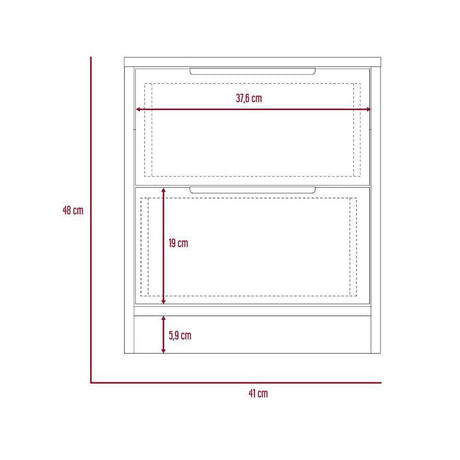 Mesa de Noche Kaia Miel y Blanco 48x41cm con Dos Cajones - Mesas de Noche | Bylmo