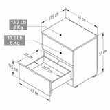 Mesa de Noche MN2610 Amareto 48 cm con Cajones - Mesas de Noche | Bylmo
