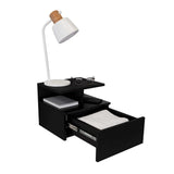 Mesa de Noche Flotante Wengue 36x30cm con Un Cajón y con Dos Compartimientos - Mesas de Noche | Bylmo
