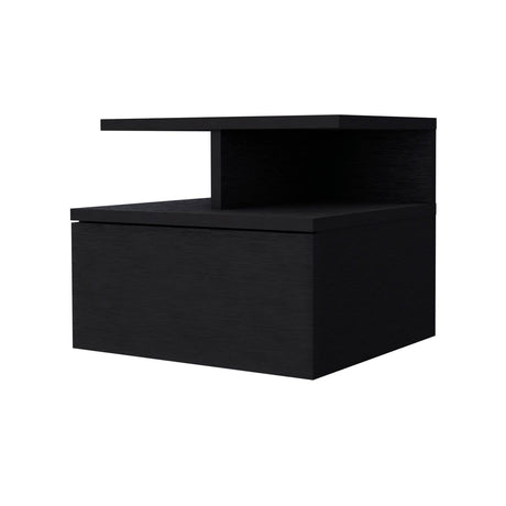 Mesa de Noche Flotante Wengue 36x30cm con Un Cajón y con Un Compartimiento - Mesas de Noche | Bylmo