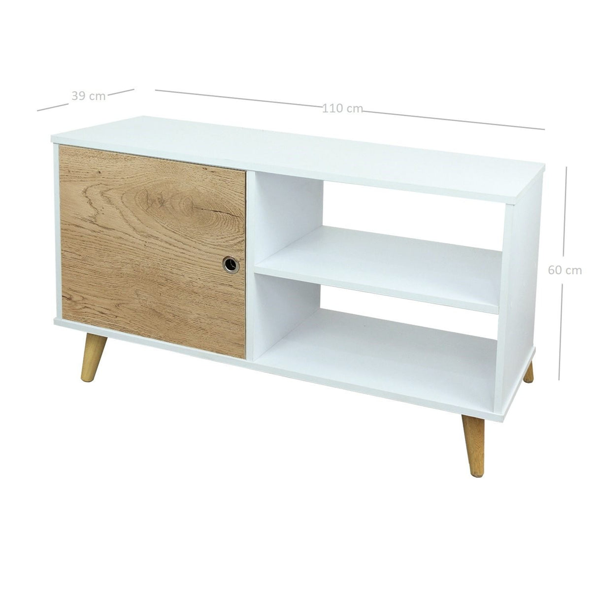 Mesa para TV Flow Duna y Blanco 110 cm con Cajon y Entrepaño para TV Hasta 50 Pulgadas - Muebles de TV | Bylmo
