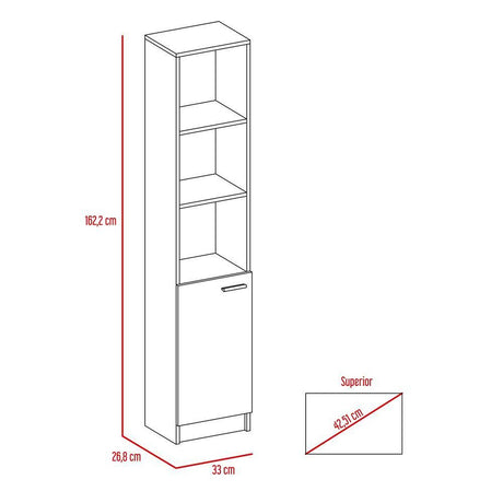 Optimizador de Baño Bath Blanco 33x162.2cm sin Cajones y con Dos Entrepaños - Gabinetes | Bylmo