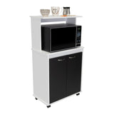 Mueble Microondas Italia Blanco y Wengue 63.1x113.5cm sin Cajones y con Dos Puertas - Muebles Organizadores | Bylmo