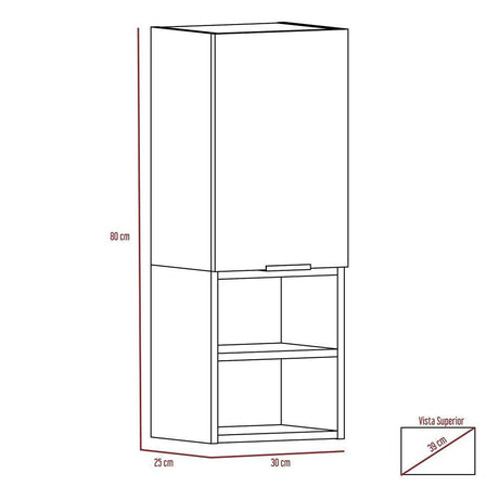 Gabinete de Baño Jules Blanco 30x80cm Rectangular sin Espejo y con Dos Entrepaños - Gabinetes | Bylmo