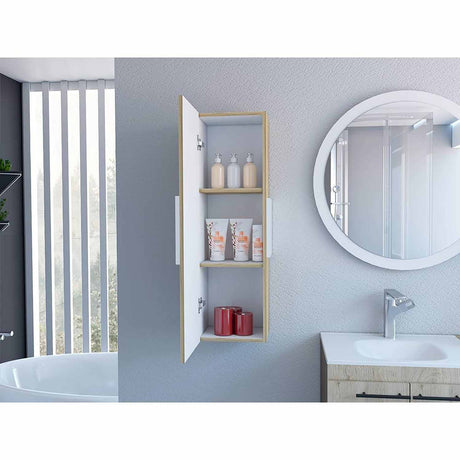 Gabinete de Baño Vanguard Blanco y Duna 31.9x97.7cm Rectangular con Dos Entrepaños - Gabinetes | Bylmo