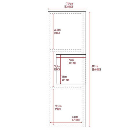 Gabinete de Baño Vanguard Blanco y Duna 31.9x97.7cm Rectangular con Dos Entrepaños - Gabinetes | Bylmo