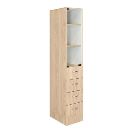 Torre de Baño Vanguard Rovere 30.4x173.45cm con Cuatro Cajones y con Dos Entrepaños - Gabinetes | Bylmo