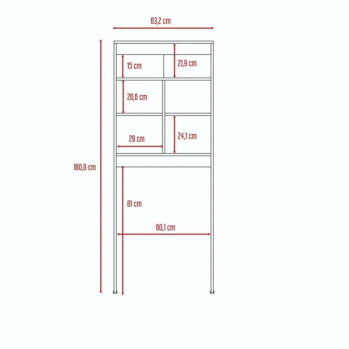 Optimizador de Baño Duo Blanco 63x160cm sin Cajones y con Tres Entrepaños