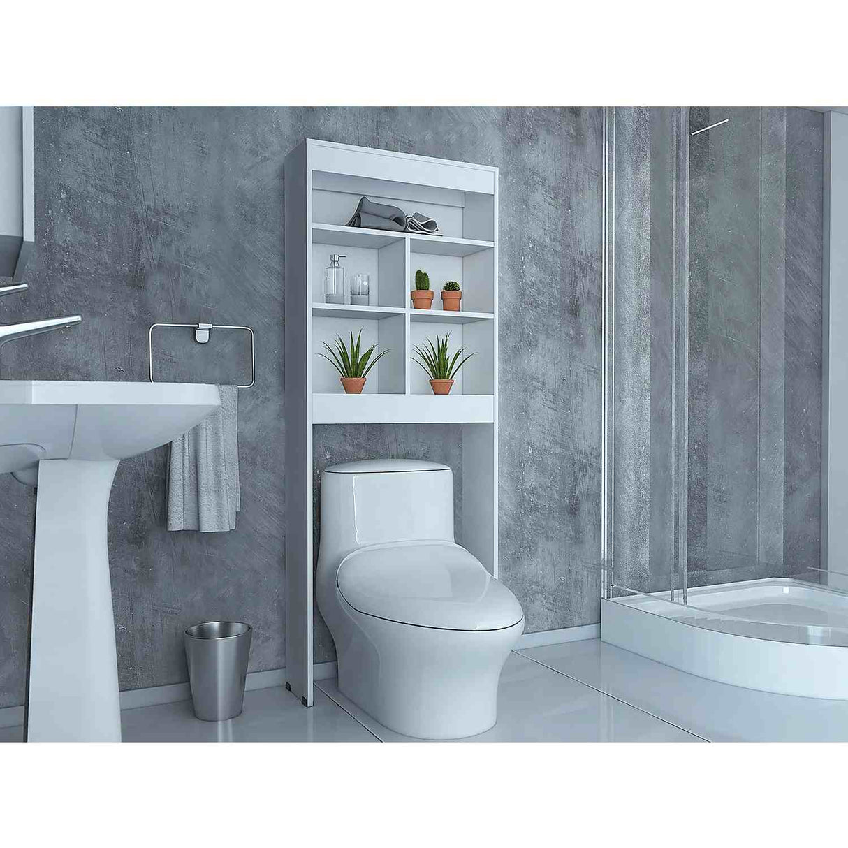 Optimizador de Baño Duo Blanco 63x160cm sin Cajones y con Tres Entrepaños