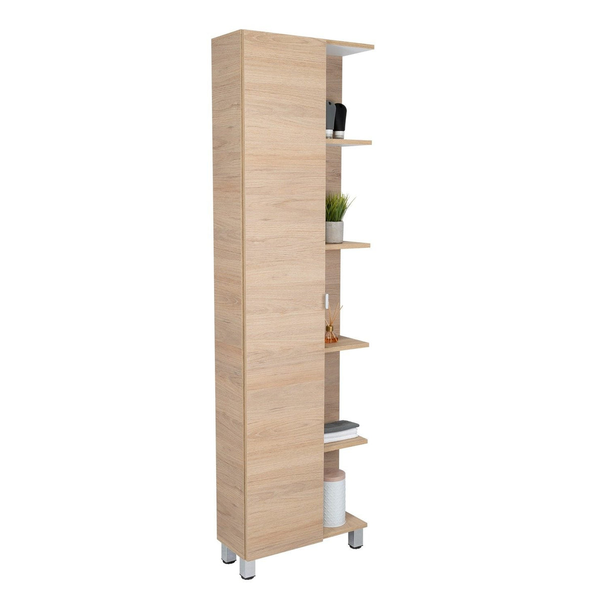 Optimizador de Baño Bath Rovere y Blanco 51.2x178.1cm sin Cajones y con Cuatro Entrepaños