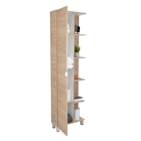 Optimizador de Baño Bath Rovere y Blanco 51.2x178.1cm sin Cajones y con Cuatro Entrepaños