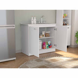 Mueble Inferior Napoles Blanco 100x90cm con Mesón de Acero Inoxidable y con Pozuelo Lado Derecho - Cocinas | Bylmo