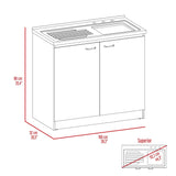 Mueble Inferior Napoles Blanco 100x90cm con Mesón de Acero Inoxidable y con Pozuelo Lado Derecho - Cocinas | Bylmo
