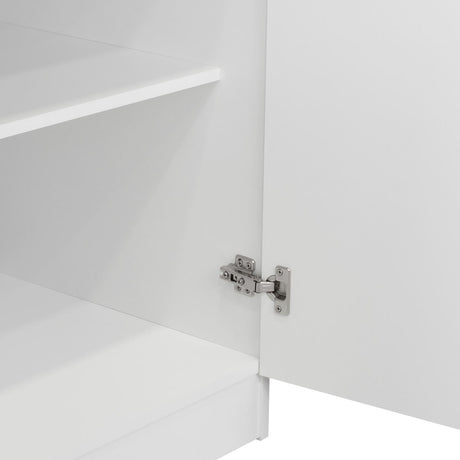 Mueble Inferior Napoles Blanco 100x90cm con Mesón de Acero Inoxidable y con Pozuelo Lado Derecho - Cocinas | Bylmo