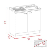 Mueble Inferior Napoles Wengue y Blanco 100x90cm con Mesón de Acero Inoxidable y con Pozuelo Lado Derecho - Cocinas | Bylmo