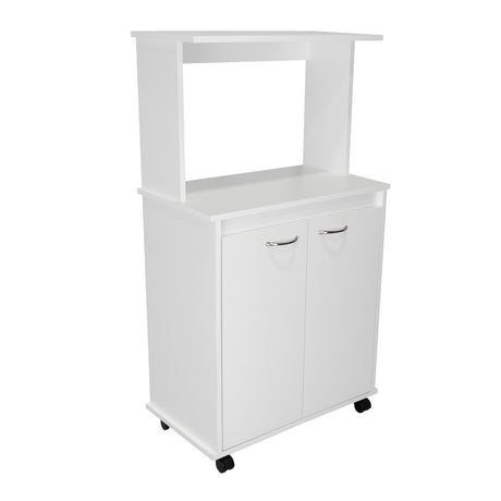 Mueble Microondas Blanco 63x113.5cm con Dos Entrepaños y Tres Compartimientos - Cocinas | Bylmo