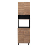 Mueble Microondas Luna Miel y Wengue 60 cm con Cuatro Puertas y Entrepaño - Muebles Organizadores | Bylmo