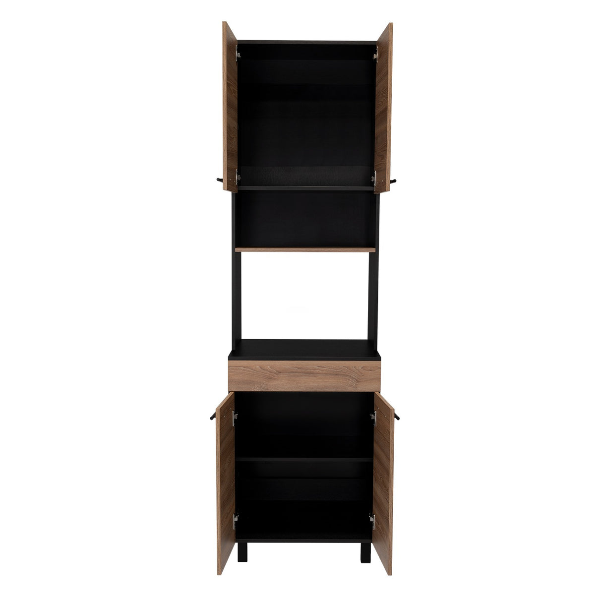 Mueble Microondas Luna Miel y Wengue 60 cm con Cuatro Puertas y Entrepaño - Muebles Organizadores | Bylmo