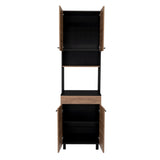 Mueble Microondas Luna Miel y Wengue 60 cm con Cuatro Puertas y Entrepaño - Muebles Organizadores | Bylmo