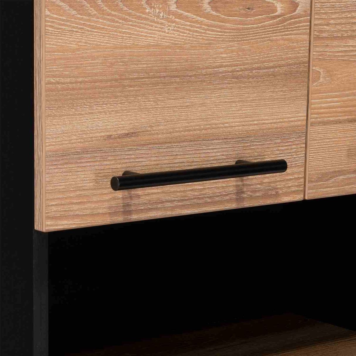 Mueble Microondas Luna Miel y Wengue 60 cm con Cuatro Puertas y Entrepaño - Muebles Organizadores | Bylmo