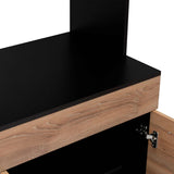 Mueble Microondas Luna Miel y Wengue 60 cm con Cuatro Puertas y Entrepaño - Muebles Organizadores | Bylmo