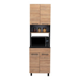 Mueble Microondas Luna Miel y Wengue 60 cm con Cuatro Puertas y Entrepaño - Muebles Organizadores | Bylmo