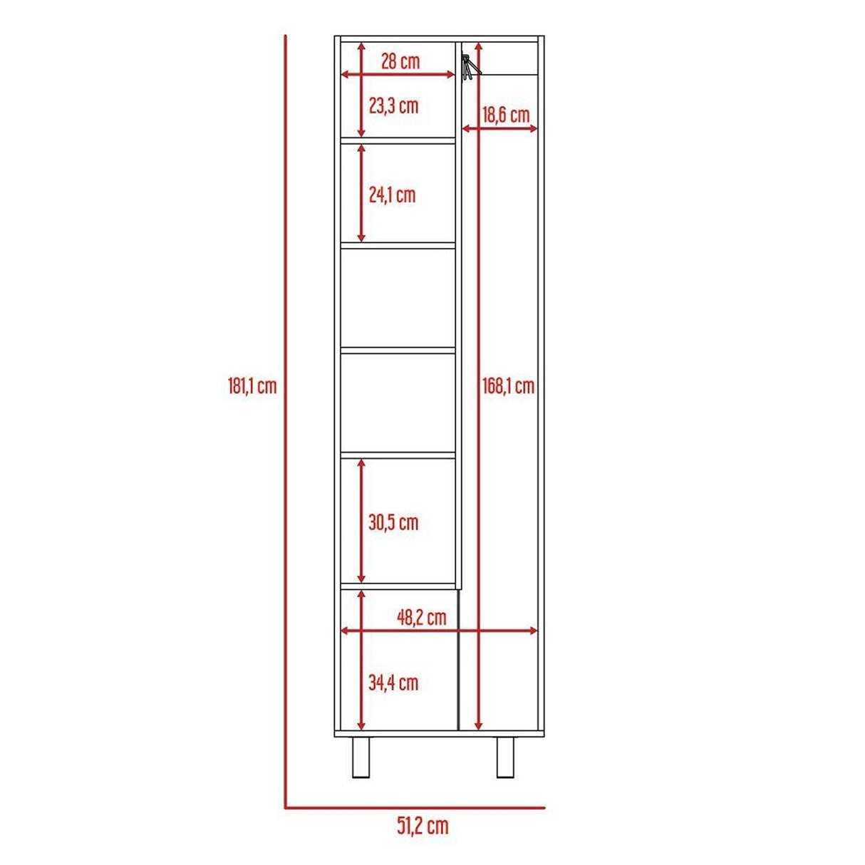 Mueble de Aseo Nala Blanco 51x181.1cm con Dos Puertas - Muebles Organizadores | Bylmo